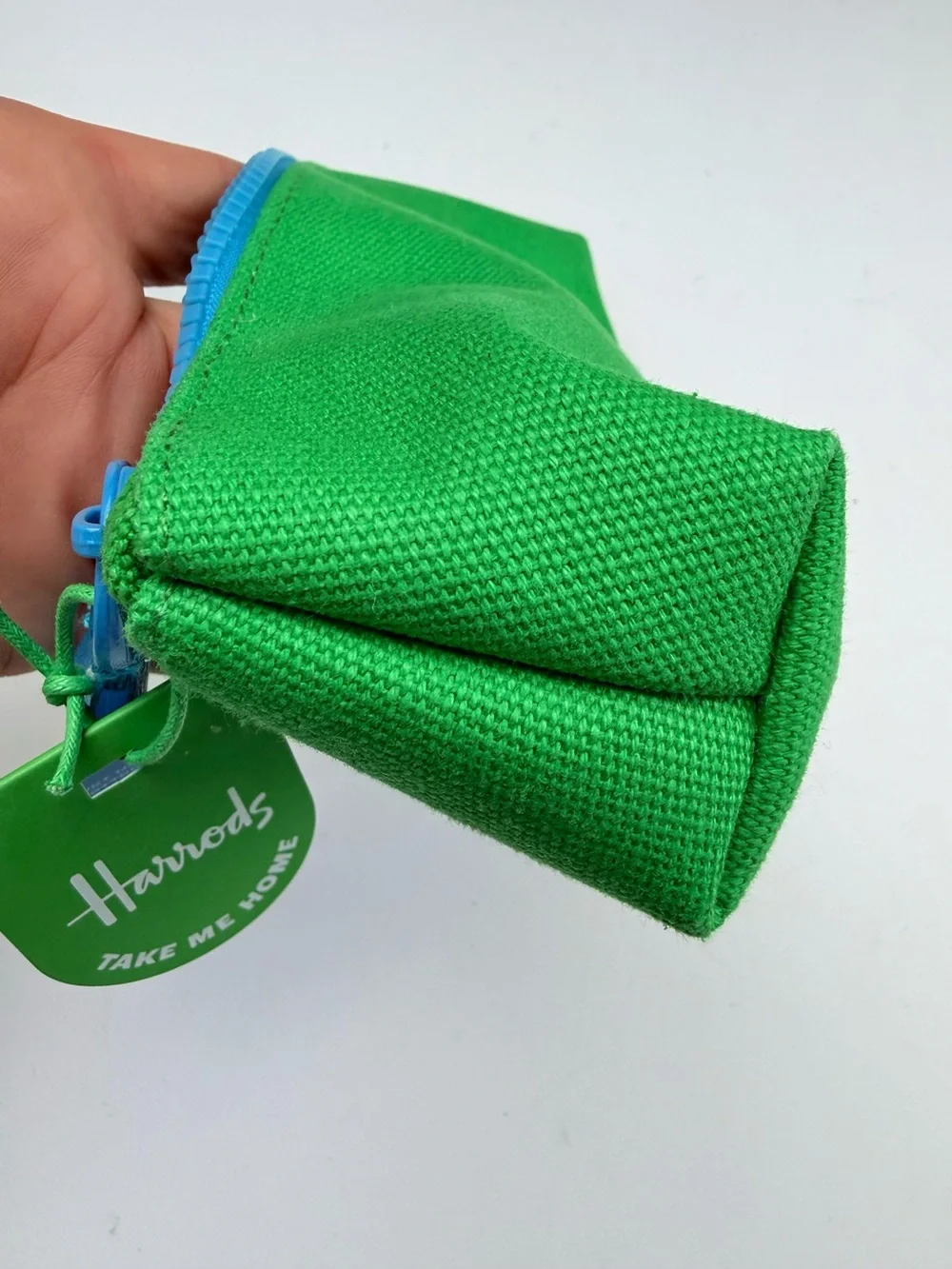 Harrods Green Canvas Pouch zippered case